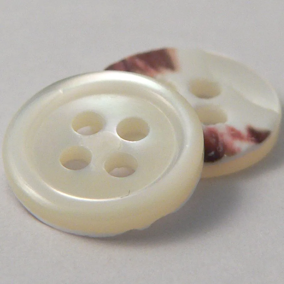 MOP Natural/White Shell Button With Rim