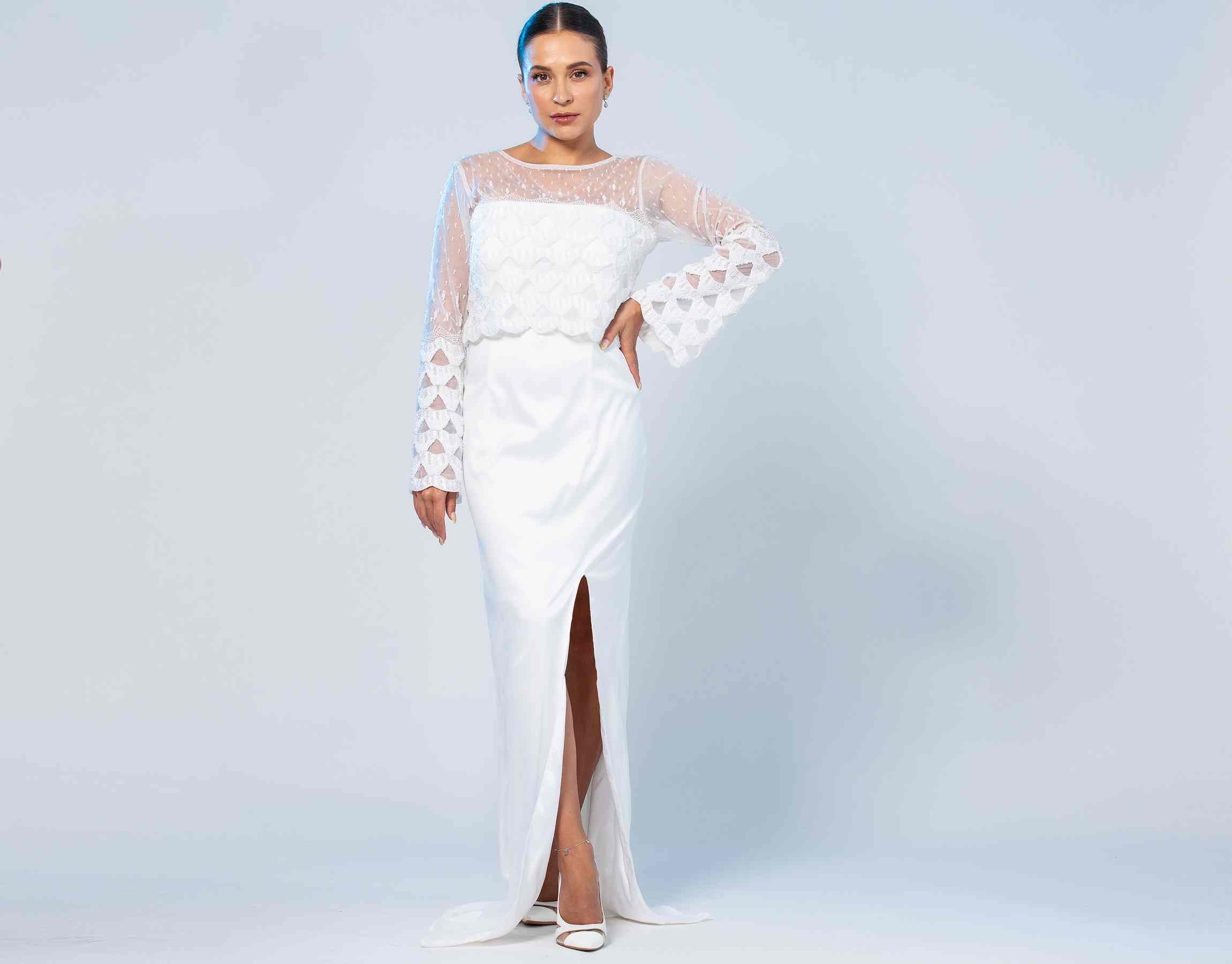 SHEER BODICE GOWN