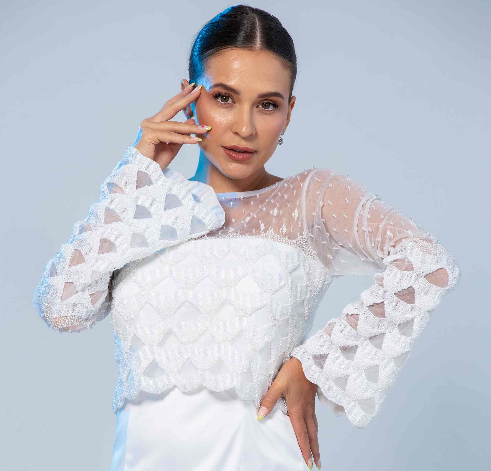SHEER BODICE GOWN